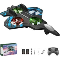 Rc Stunt Fighter Jet Toy for Kids and Adults, Remote Control Jet with Lights, 360° Flip Stunt Rc Plane Toy, Easy Fly Fighter Aircraft Gift for Boys (Blue)