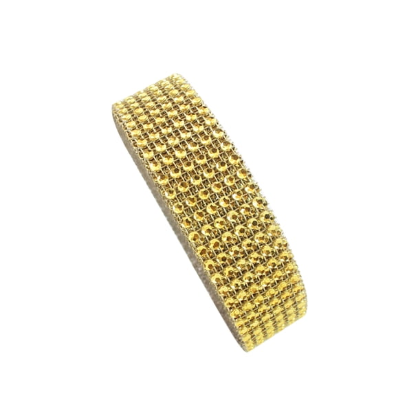 Minkissy Golden Rhinestone Thread Drill Ribbon Band 6-Row 10-Yard Roll