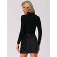 thumbnail image 3 of DARING DIVA Sequin Skirt for Women's High Waist Stretchy Velvet Bodycon XL Black, 3 of 6