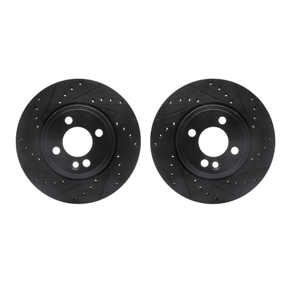 Dynamic Friction Company Front Brake Rotors-Drilled and Slotted-Black 8002-32002