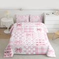 thumbnail image 2 of Homewish Cute Pink Bowknot Bedding Comforter Set for Kids, Cartoon Buffalo Plaid Twin Comforter Sets, Princess Ribbon Reversible Bedding Set, Luxury Bedroom Decor, 2 Pieces, 2 of 8