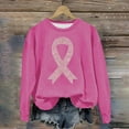thumbnail image 2 of WREESH Women's Pink Ribbon Graphic Pullover Breast Cancer Awareness Sweatshirt Fall Long Sleeve Top Crewneck Sweatshirts Hot Pink, 2 of 4