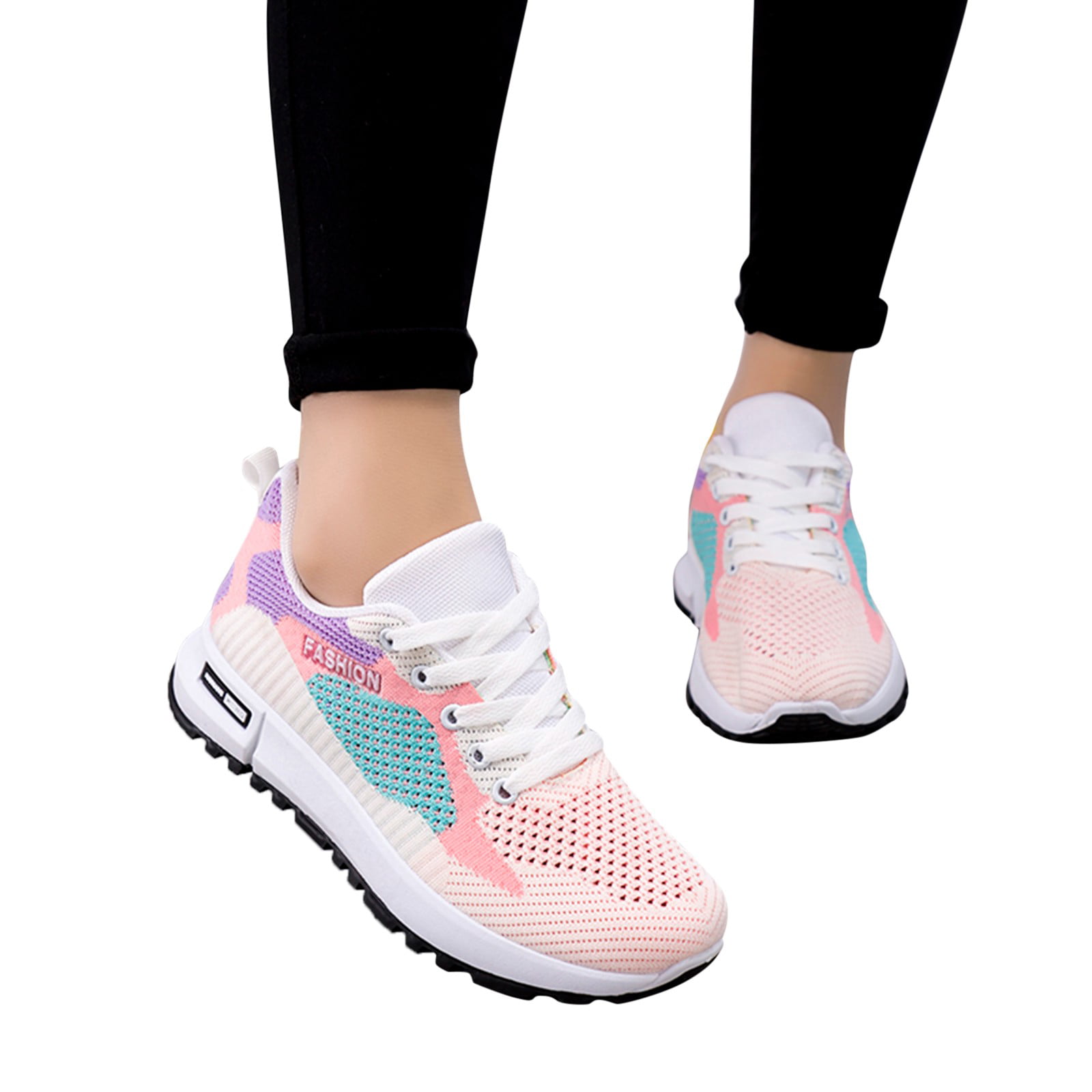 Ruikar Ladies Shoes Fashion Comfortable Mesh Breathable Lace Up Casual Sneakers Women's Sneakers with Arch Support Leopard Sneakers for Women Size 8