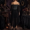 thumbnail image 7 of YuXingFu Gothic Dresses for Women Halloween Mesh Lace Patchwork Suspender Off Shoulder Court Style Dress Black M, 7 of 7