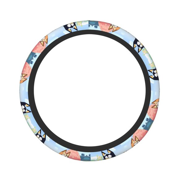 Saiise Bluey Print Steering Wheel Covers for Car,Truck and SUV,Universal 15 inch Steering Wheel Cover Protection