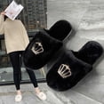 thumbnail image 6 of Qingpeng Ladies Closed Toe Open Back Plush Slippers Soft Cozy House Shoes Comfortable Indoor Footwear with Crown Detail for Home, 6 of 8