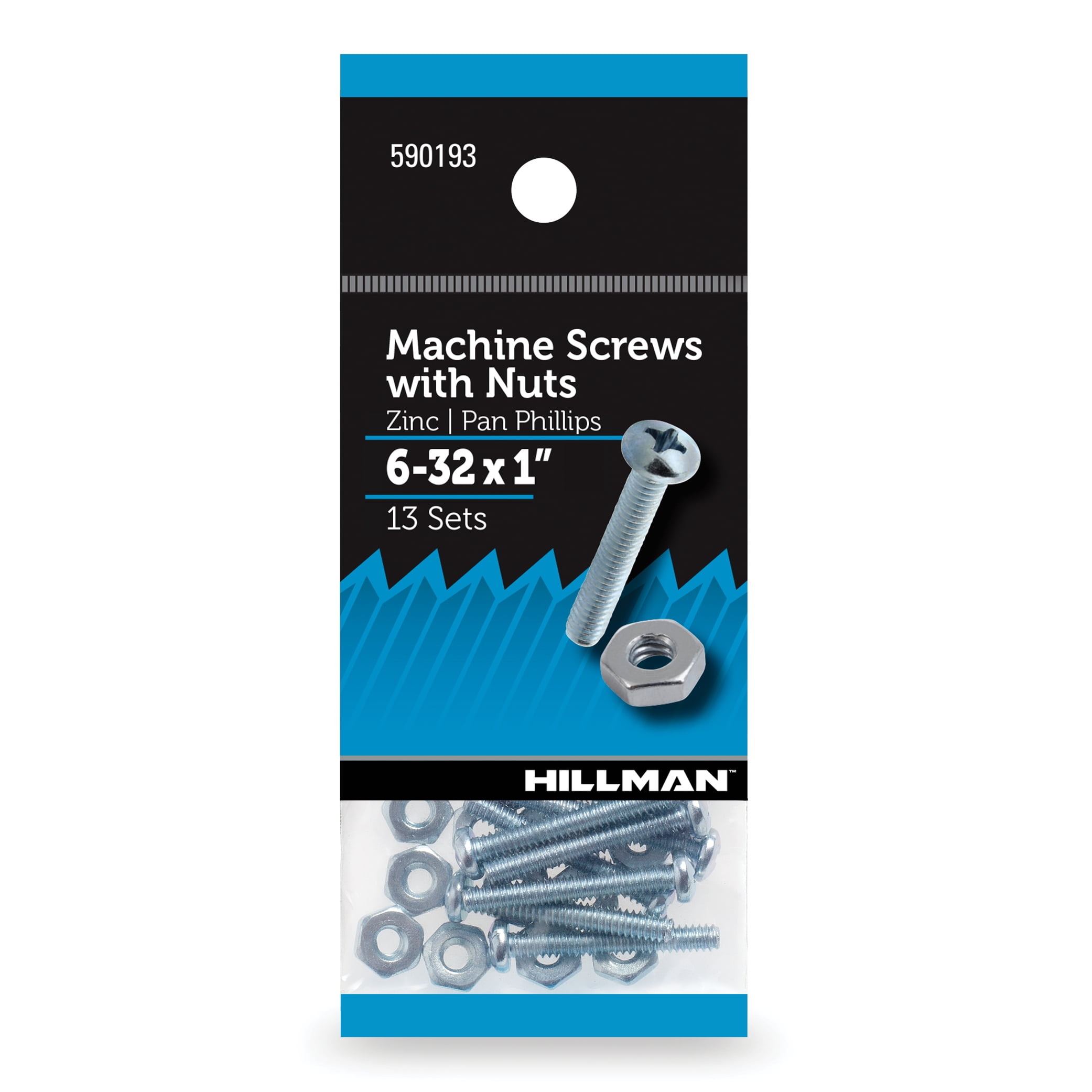 (2 pack) Hillman Machine Screws,6-32 X 1", Steel, Zinc, Interior, Phillips, Silver, 13 sets
