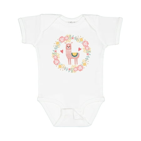 

Inktastic Llama Rose Flower Wreath Girls Baby Bodysuit