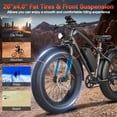 thumbnail image 6 of Haroma Electric Scooter Bike, 26"x4.0" Fat Tire E Bike, 500W (Peak 1000) Motor, 48V 15.6Ah Removable Electric Bike for Adults, 60 Miles & 25 mph, Electric Bicycle with 7 Speed and Front Suspension, 6 of 9