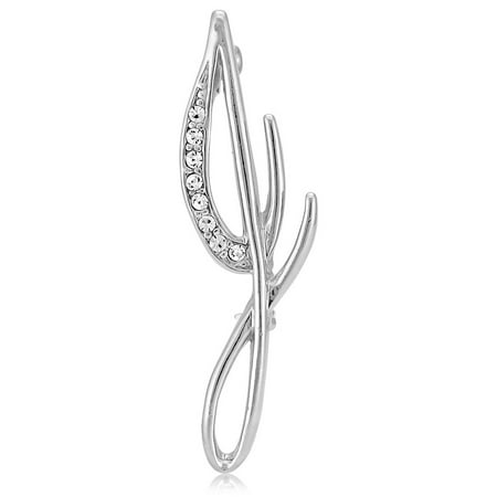 Initial Letter Brooch Pin - BERRICLE Rhodium Plated Base Metal Initial Letter 'J' Fashion Brooch Pin