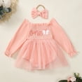thumbnail image 3 of GYRATEDREAM Infant Baby Girls Spring Fall Outfit Toddler Long Sleeve Embroidery Romper Princess Tulle Tutu Dress + Headband 2PCS Birthday Clothes Pink for 9-18M, 3 of 8
