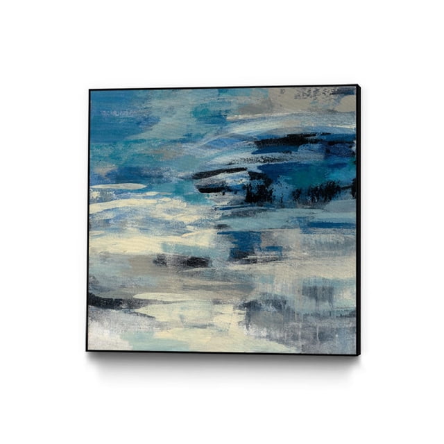 Giant Art Canvas 20x20 Indigo Wave Framed in Multi-Color