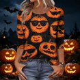 thumbnail image 5 of Spooky Ghost Pumpkin Print Womens 3/4 Sleeve Halloween Shirts Loose Fit Fall Holiday Halloween Shirt, 5 of 5