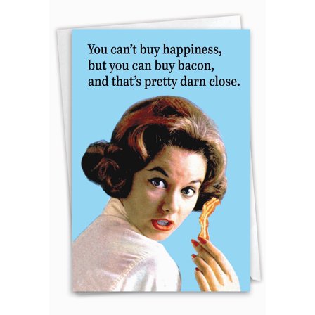 NobleWorks Funny Birthday Greeting Card with 5 x 7 Inch Envelope (1 Card) Bday Buy Bacon Lady C8157BDG