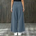 thumbnail image 7 of Tqcoqu Women's Corduroy Wide Leg Pants, Elastic High Waist Loose Casual Long Trousers with Side Pockets, 7 of 7
