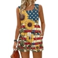 thumbnail image 2 of Two Piece Outfits Women 4th Of July Sets America 250 Years Anniversary Sleeveless Tank Top Shirts Shorts Sets Square Neck Beach Vacation Patriotic Sets, 2 of 8
