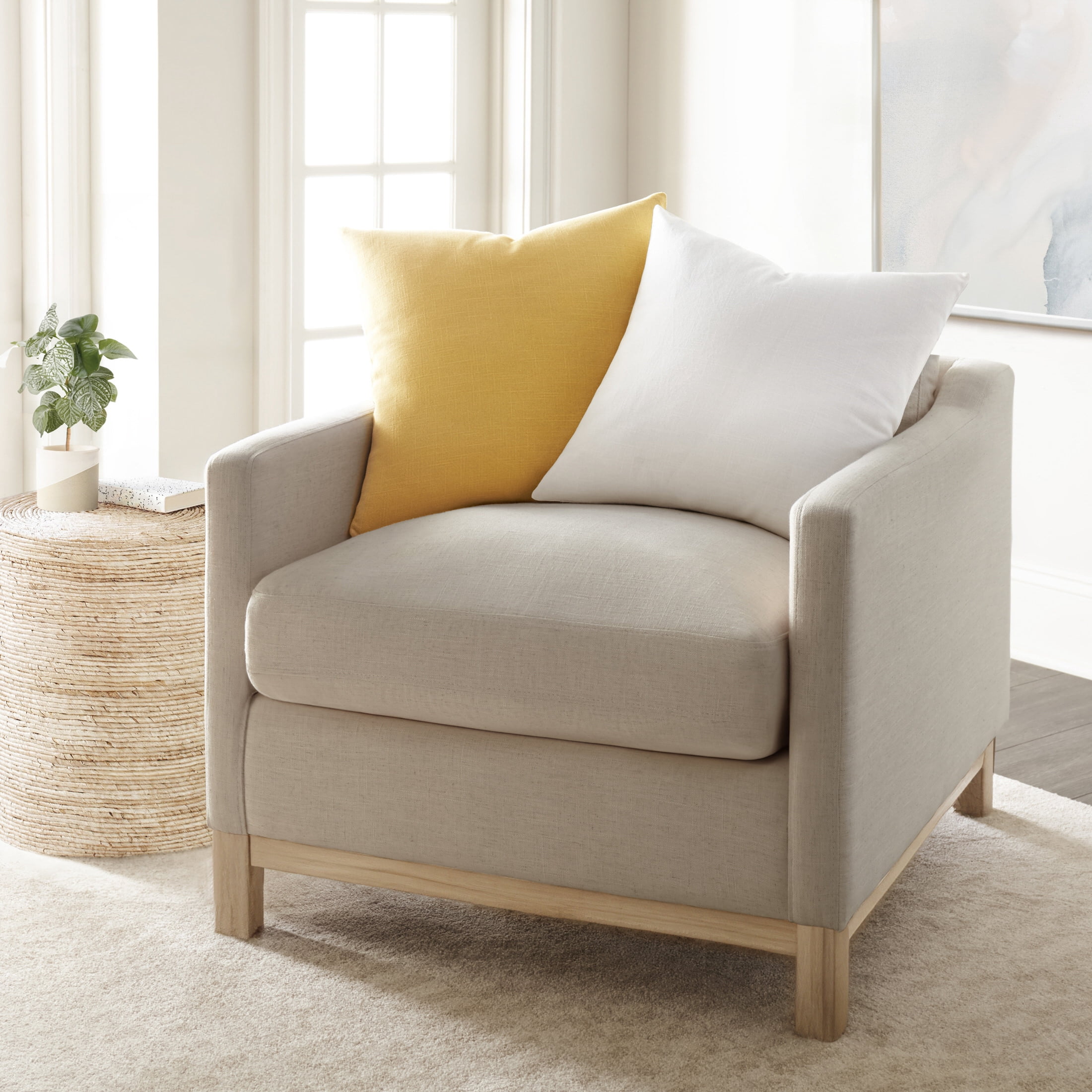 Stone Washed Throw Pillows in Distressed Cotton Solid Mustard Yellow by Comfort Canopy