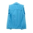 thumbnail image 4 of Women Classic Washed Denim Vest Ladies Sleeveless Solid Color Button Down Jean Jacket S-5XL, 4 of 7