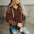 thumbnail image 4 of Fashion Hoodies for Women Patchwork Waffle Knit Sweater Hooded Sweatshirt Drawstring Long Sleeve Pullover Top, 4 of 5