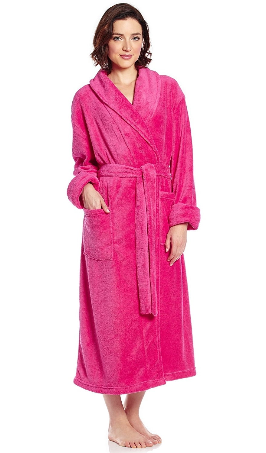 Leveret Womens Fleece Robe Magenta L/XL