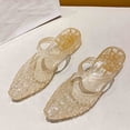 thumbnail image 6 of oqasdz Women Slippers Summer On Sandals with Pointed Toe Mid Heel Hollow Toe Wrap Stylish Jelly Summer Casual Wear,Yellow, 6 of 7