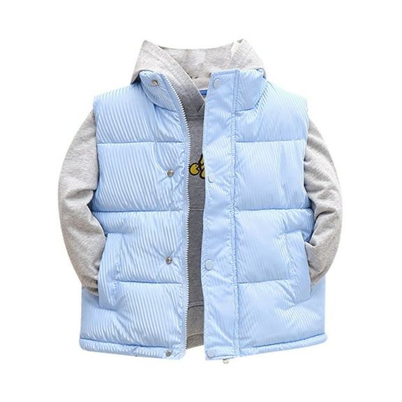 AWZXDE Boys Winter Warm Padded Vest Stand Collar Thickened Sleeveless Kids Jacket For Outdoor 4-10 Years Blue，9-10Years