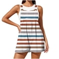 thumbnail image 2 of Sentmoon Summer Rompers for Women 2026 Jumpsuits for Women Plus Size Sleeveless Stripe Print Button Down Loose Fit Spaghetti Strap Overall Dress for Women with Pockets, 2 of 7