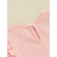 thumbnail image 5 of Biezeib Baby Girl Shorts Outfit Solid Color Fly Sleeve Round Neck T-Shirt with Shorts 2 Pcs Summer Clothes, 5 of 6