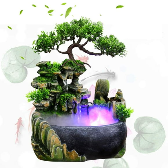 Desktop Fountain Waterfall Decor, Atomizing Desktop Humidifier for Office Home Desk Decoration A Great Gift(Us Plug)