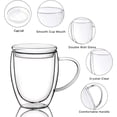 thumbnail image 3 of Fymlhomi 15 Oz Double Walled Coffee Cups Glass Coffee Mugs Clear Coffee Mug with Lid Insulated Coffee Mug Perfect for Cappuccino,Tea,milk ,Espresso,juice, Hot Beverage with Handle with glass lid, 3 of 5