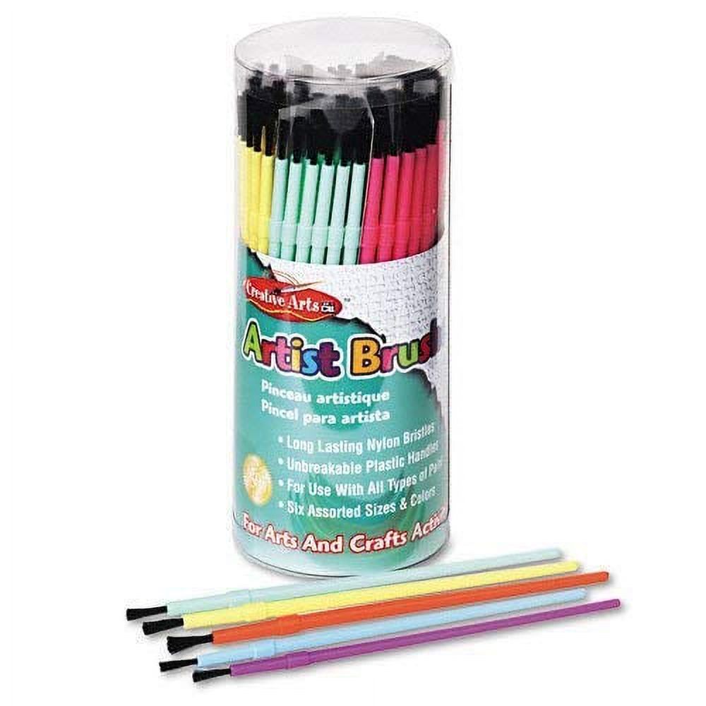 Charles Leonard Creative Arts Plastic Artist Brushes, Assorted Colors, 144 Per Tub - image 2 of 3