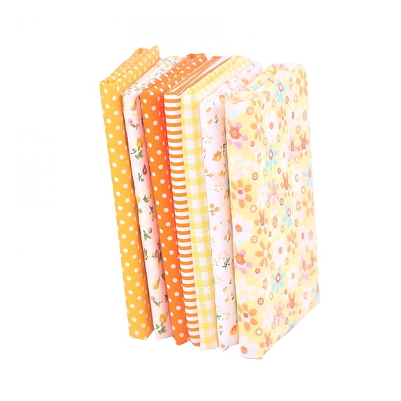 AUQ 7pcs Cotton Fabric DIY Making Supplies Craft Patchwork Fabric Bundle Fat Quarter Pre-Cut Quilt Squares for DIY Sewing Scrapbooking