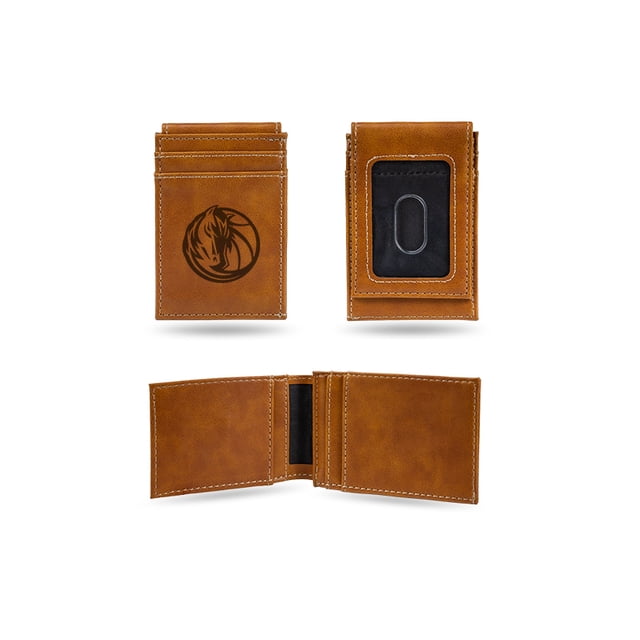 Portefeuille de Poche avant Marron Gravé au Laser Dallas Mavericks