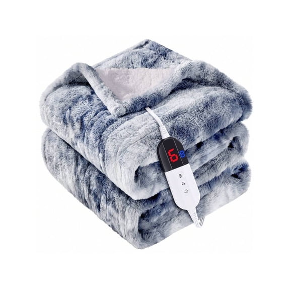 Electric Heated Blanket, Perfect Christmas Gift, Soft Flannel & Sherpa, 5 Heat Settings, 10-Hour Auto Shut-Off, Machine Washable