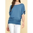 thumbnail image 4 of Made by Johnny Women's Boat Neck Short Sleeve Dolman Drape Top XXXL DENIM, 4 of 6