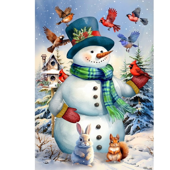 Briarwood Lane Winter Garden Flag 12x18 For Outdoor Snowman and Birds For Winter Garden Flag Flags For Outside