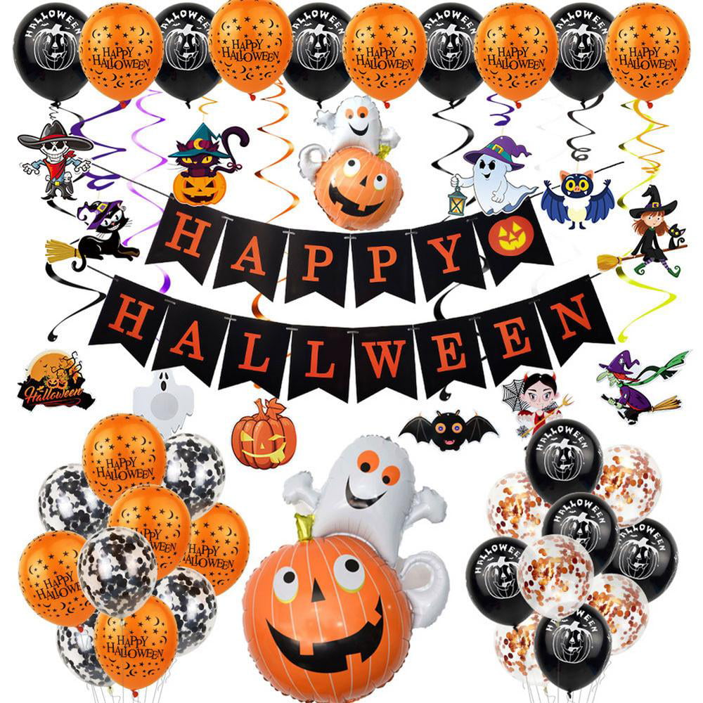 For Halloween Fashion Party Decoratio Classic16 InchHappy Halloween balloon Banner 14 Pcs Letters ，halloween Party Balloons