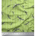 thumbnail image 1 of Soimoi Green Velvet Fabric Stripe & Mosquito Insects Print Sewing Fabric Yard 58 Inch Wide, 1 of 1
