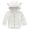 thumbnail image 3 of GYRATEDREAM Infant Baby Girls Fleece Ears Hat with Lined Hooded Zipper Up Jacket Coat Tops Outwear Overcoat Warm Fall Winte for 12-18M White, 3 of 5