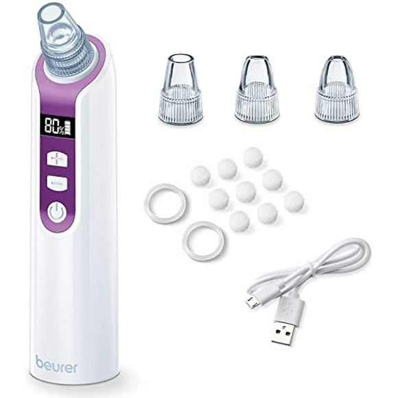 Beurer Blackhead Remover Pore Vacuum with 3 Suction Head Attachments & 5 Suction Levels, for All Skin Types - Blackhead Vacuum for Deep Cleansing, FC41