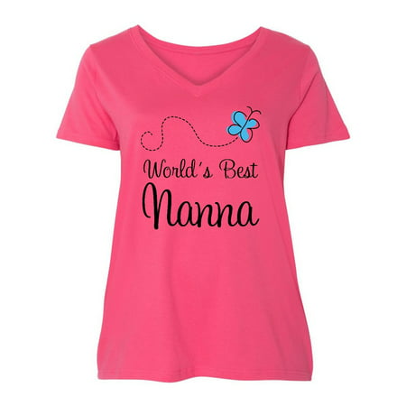 Worlds Best Nanna Ladies Curvy V-Neck Tee