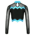 thumbnail image 3 of TiaoBug Girls Cheerleading Shirts Long Sleeve Mesh Rhinestone Cheer Uniform Crop Top Dancewear Blue 6, 3 of 6