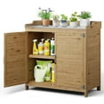 thumbnail image 3 of Aiho outdoor Storage Cabinet & Potting Bench Table with Metal Top, Wooden Patio Furniture, Garden Workstation - Natural, 3 of 7
