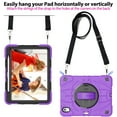 thumbnail image 4 of For iPad Air 11"(2024) Case,Kids Friendly,With Rotatable Adjustable Hand Strap,Retractable Kickstand,Shoulder Strap,Kids Friendly,Shockproof Anti-fall Rugged Heavy Duty Case,Purple, 4 of 11