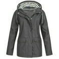 thumbnail image 1 of HTNBO Hooded Solid Color Rain Coats for Women Outdoor Windproof Plus Size Rain Jackets, 1 of 3