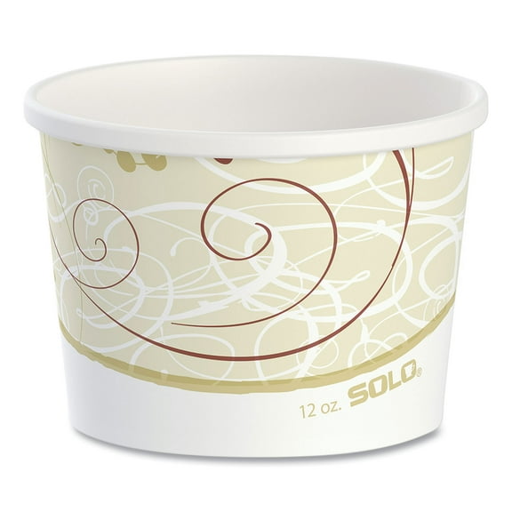 SOLO Double Poly Paper Food Containers, 12 oz, 3.6 Diameter x 3.3 h, Symphony Design, 25/Pack, 20 Packs/Carton
