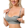 thumbnail image 4 of INSPIRE CHIC Nursing Bras for Women Breastfeeding Maternity Wireless Pregnancy V Neck Adjustable Straps Bra L Gray, 4 of 4