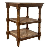 Carolina Chesterfield Wood & Cane 3 Shelf Side Table in Chestnut ...