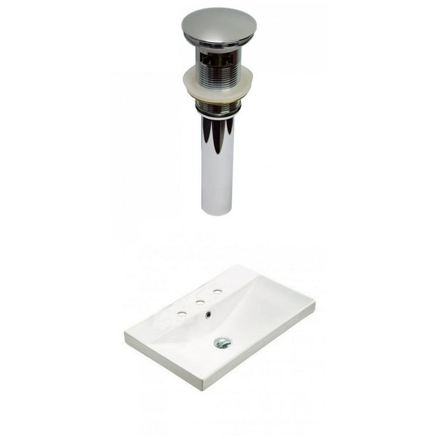 American Imaginations 23.86-in. W 3H8-in. Ceramic Top Set In White Color - Overflow Drain Incl. AI-30680