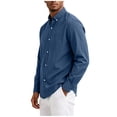 thumbnail image 4 of Men's Long Sleeve Tee Shirts Summer Collar Thin Style Solid Color Button Shirt with Pocket Casual Stylish Loose Lightweight Work Shirt, 4 of 6
